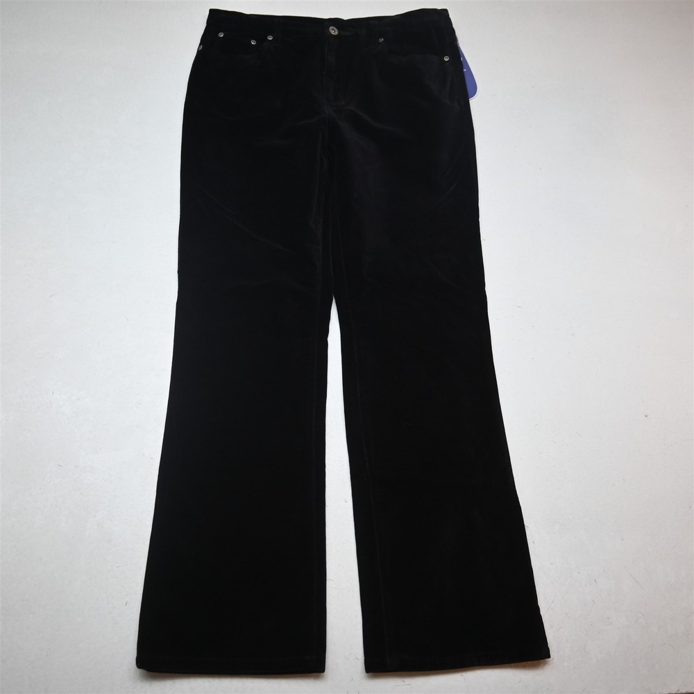 NEW DG2 Diane Gilman 12 Black Velvet Bootcut 5 Pocket Womens Pants